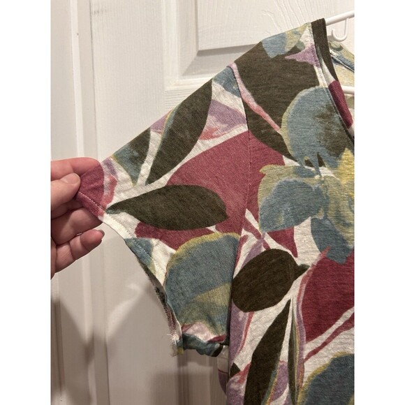 Tahari 100% Linen Floral Short Sleeve Blouse High Low Hem  Women’s Size 1X - Picture 2 of 5